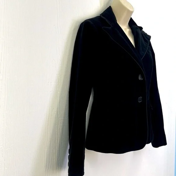 Ann Taylor - Black Velvet 2 Button and 2 Pocket Blazer Size 2 Petite
